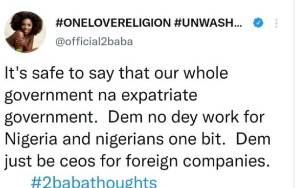 'Government no dey work for Nigerians' - 2face Idibia tackles politicians