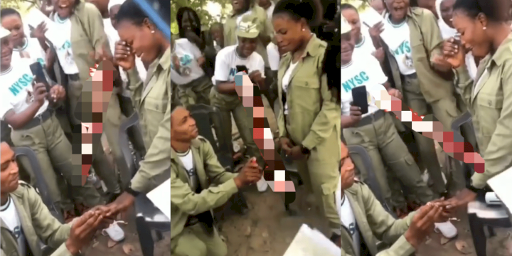 "It's her facial expression for me" - Reactions as Corper proposes to colleague in Abia State (Video)