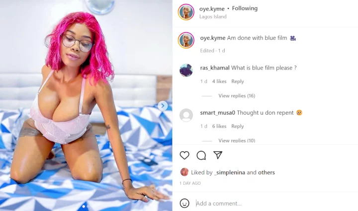 I'm done with blue film - Bobrisky's former aide, Oye reveals after sharing her s3x tape on a p0rn website