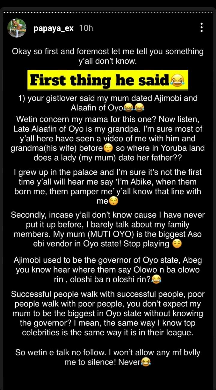 'I can do whatever I like' - Papaya Ex reacts to reports of dating a married yahoo boy