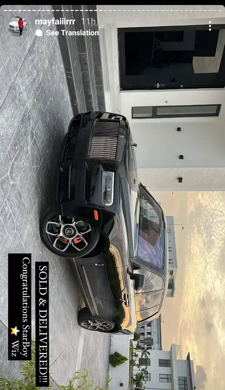 Wizkid takes delivery of new Rolls-Royce Cullinan