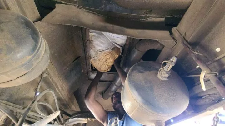 NDLEA Uncovers Hidden Drug Storage Inside Fuel Tanker (Photos) NDLEA Uncovers Hidden Drug Storage Inside Fuel Tanker (Photos)