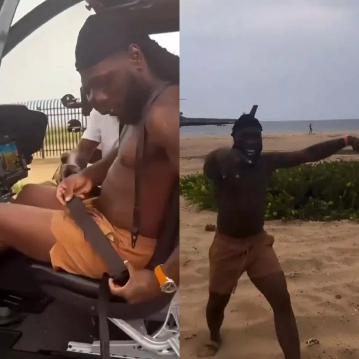 Burna Boy Overjoyed After Successfully Flying a Helicopter (Video) Burna Boy Overjoyed After Successfully Flying a Helicopter (Video)