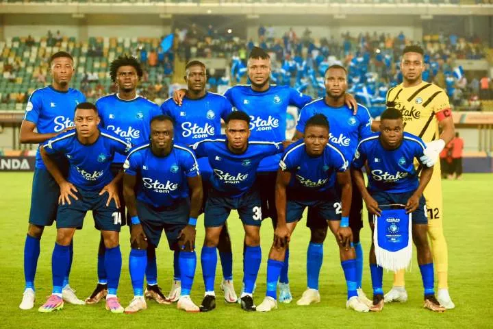 Enyimba players lineup before the first leg in Uyo