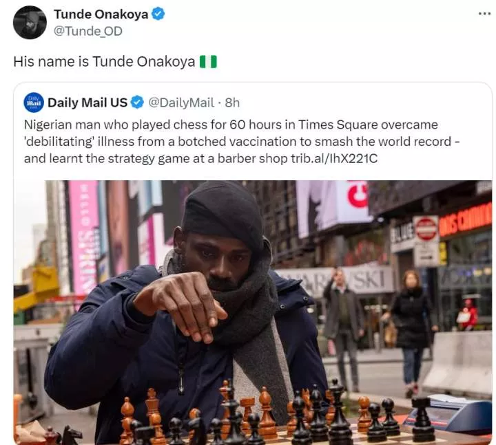 Chess Master, Tunde Onakoya floors International Newspaper for omitting his name in their report