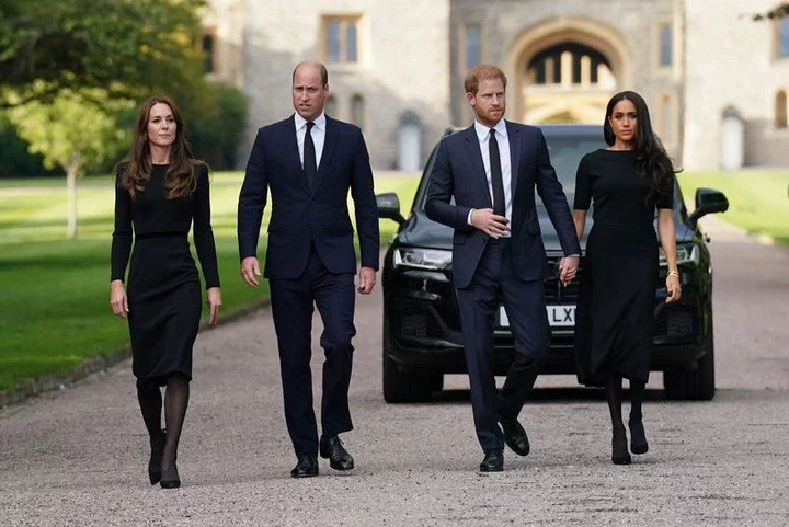 Prince William, Kate Middleton, Prince Harry, and Meghan Markle on a walk at Windsor Castle in September 2022.Kirsty O'Connor - WPA Pool/Getty Images
