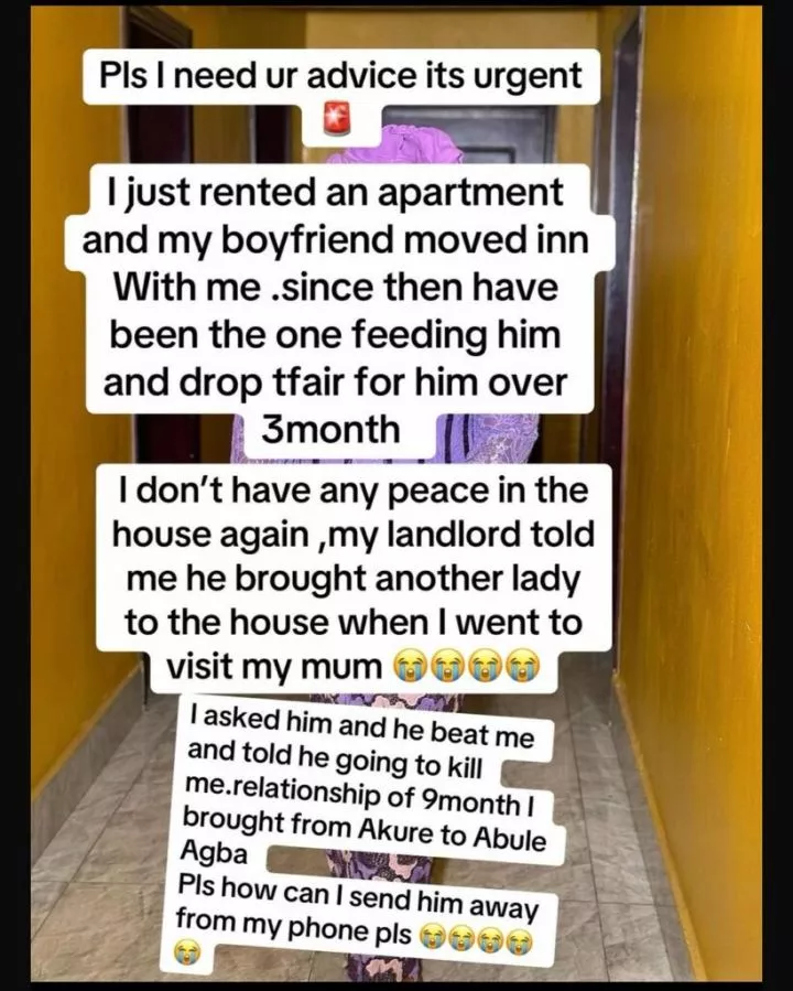 Lady seeks advice on chasing out toxic, lazy boyfriend from her house