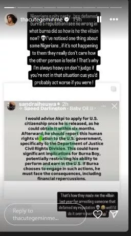 Burna Boy did nothing wrong by arresting Speed Darlington - Influencer Geminme