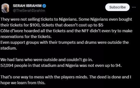 'They were not selling tickets to Nigerians