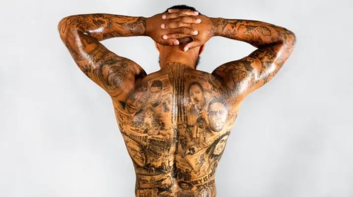 The Tattoos on This Football Striker Back Carries a Strong Message, See What They Mean (Photos)