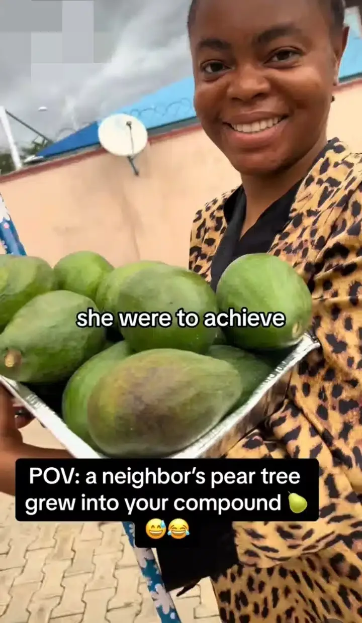Slayqueen suspends her 'steeze' to pluck pear from neighbour's tree, video stirs reactions