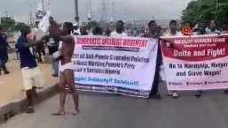 Half-dressed man, others continue #EndBadGovernanceInNigeria protest in Lagos