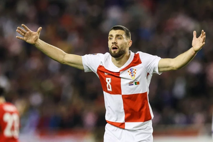 Mateo Kovacic of Croatia reacts during the UEFA Nations League 2024/25 League A Group A1 match between Croatia and Portugal at Poljud Stadium on No...