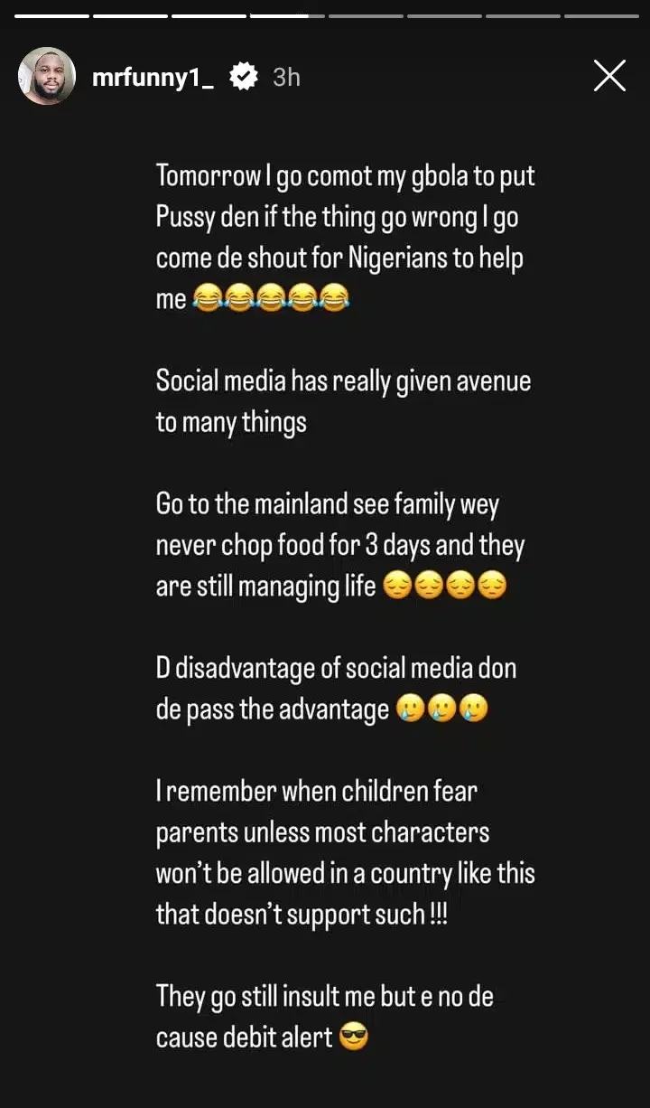 'Why I go comot my gbola come online dey shout make Nigerians help me' - Sabinus says in reaction to Jay Boogie's surgery