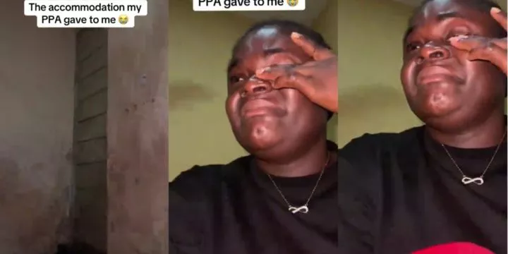 Corper bursts into tears upon seeing accomodation PPA gave her