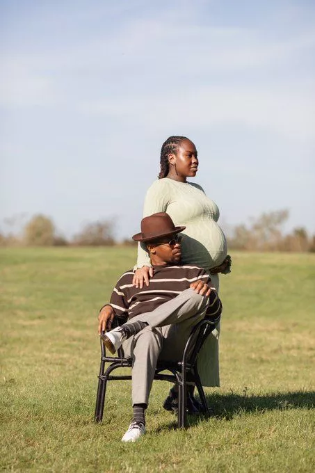 Trolls drag Solomon Buchi for allowing pregnant wife stand during photoshoot