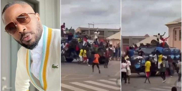 Tunde Ednut, others
react as protesters
hijack police tank, cruise
around with it -VIDEO