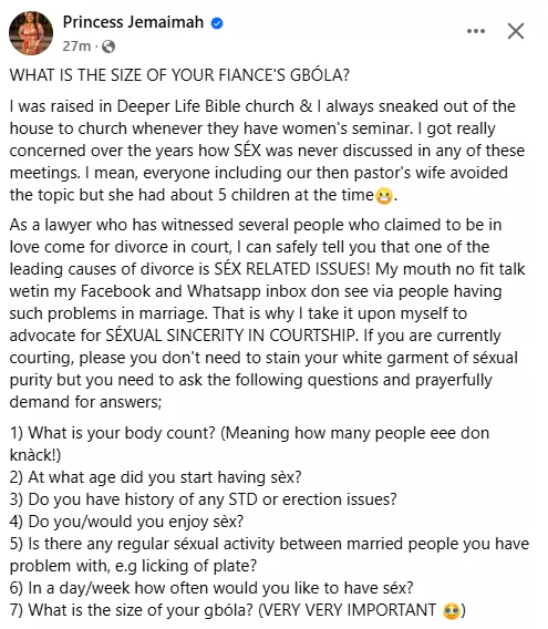 'I almost married a man with micro gbola ' - Pastor's wife reveals, advises women to check before marriage
