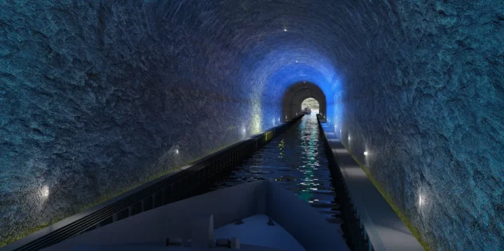 An artist's impression of an illuminated passageway inside the proposed site of the Stad Ship Tunnel