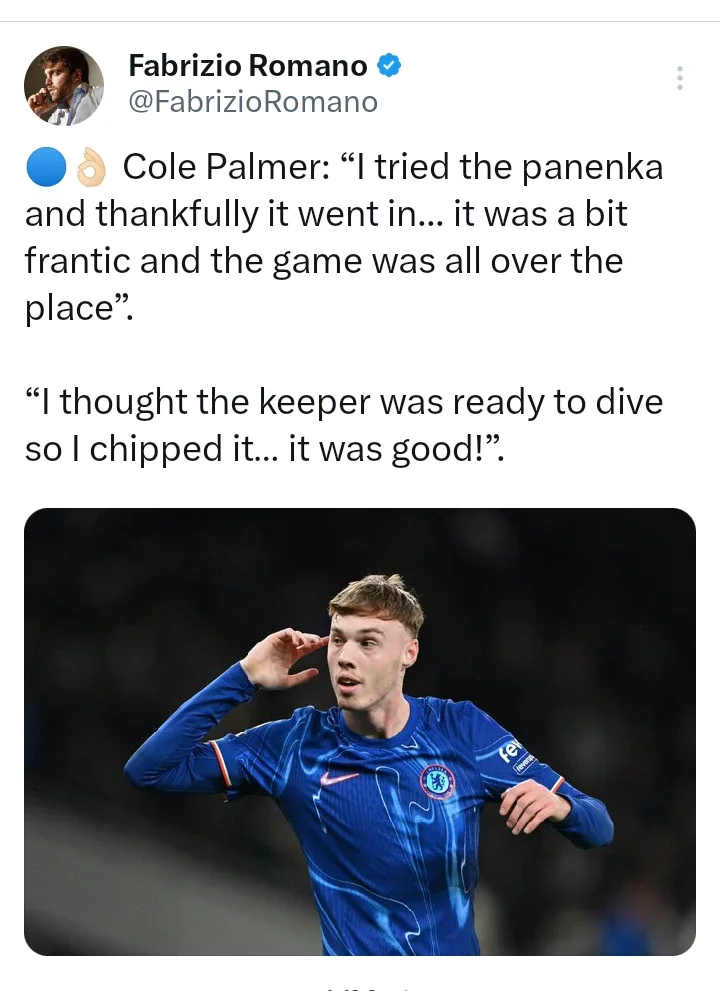 Cole Palmer Reflects on Bold Panenka Penalty in Frantic Match