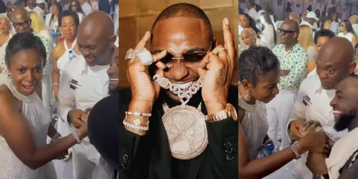 Video of Tony Elumelu, wife's reaction to Davido's N577 million diamond-encrusted necklace causes stir online