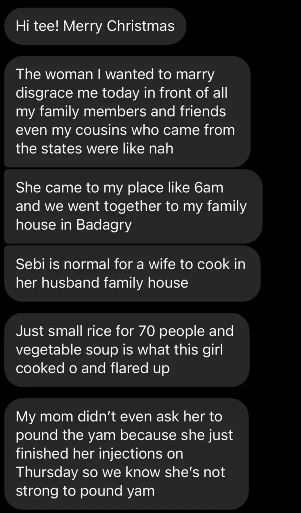 Man rants as his recovering fiancée complains after cooking food for 'just' 70 of his family members 