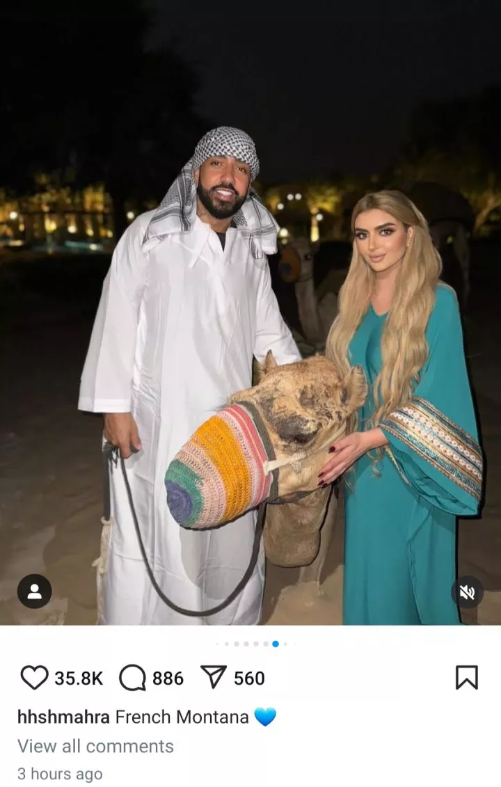 Dubai Princess who divorced husband on Instagram one year after their wedding is seen out with American rapper French Montana (photos)