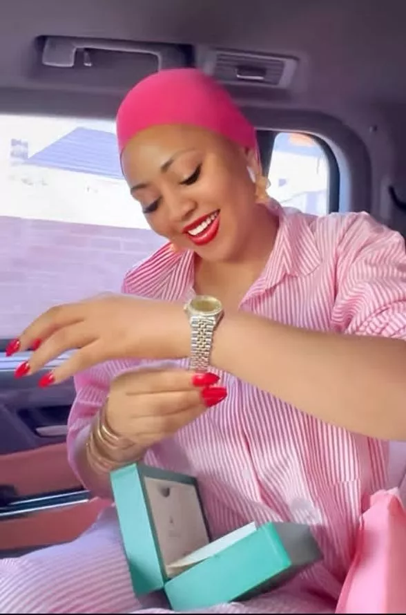 Regina Daniels shows off Rolex watch