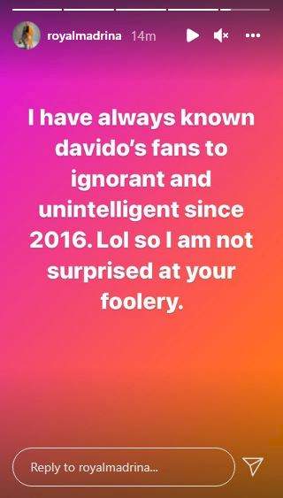 'Davido's fans are ignorant and unintelligent' - Cynthia Morgan fires back after being dragged over recent comment