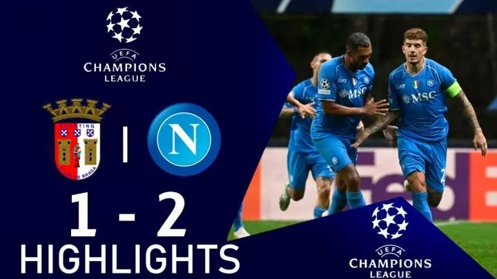 SC Braga 1 - 2 Napoli (Sep-20-2023) Champions League Highlights