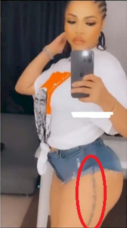 “Real or fake, let her advertise her body” – Reactions as Nengi flaunts tattoo on her thigh (Video)