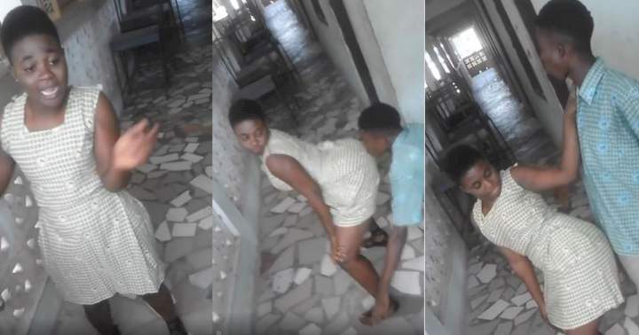 Schoolgirl spotted rocking her mate with steamy dance moves (Video)