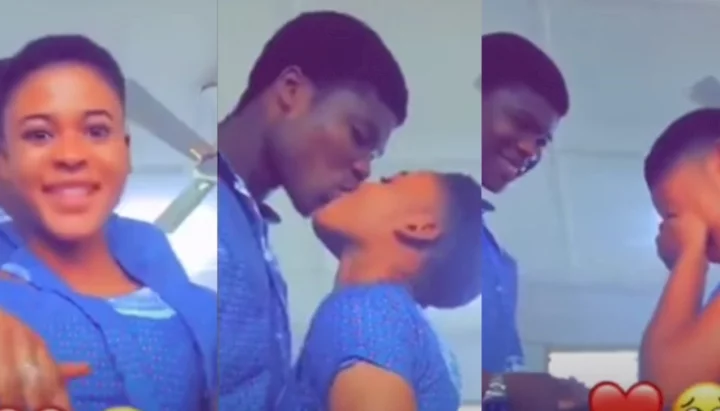 Secondary school student kisses co-student boyfriend after he proposed to her (video)