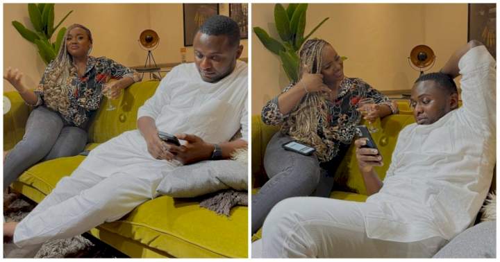 "Why so much space between you guys" - Fans react to photo of Ubi Franklin and Davido's Chioma