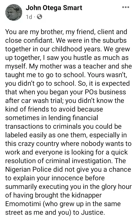 'How my childhood friend was killed in a gun battle between police and kidnappers in Delta' ― Lawyer narrates