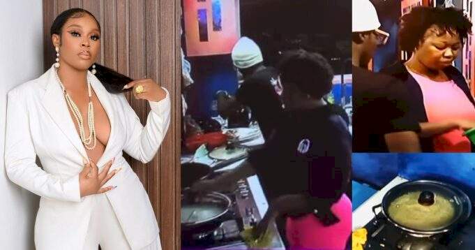 #BBNaija: "A queen and more don enter kitchen" - Reactions as Rachel cooks rice with sugar (Video)
