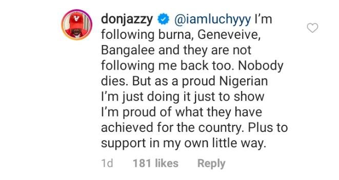DonJazzy dragged over comment on actress Genevieve Nnaji