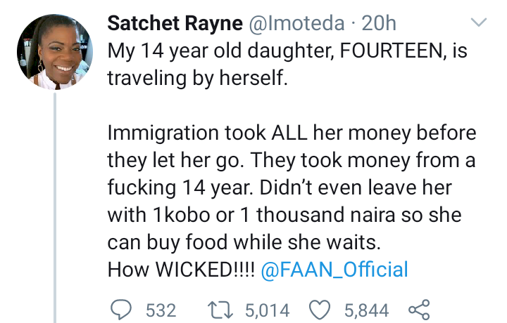 Lady calls out Immigration officials for allegedly extorting money from 14-year-old daughter who travelled alone to Canada