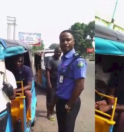 Detty December: Policeman stops tricyclist, gifts him and passengers 5k each for Christmas in Enugu