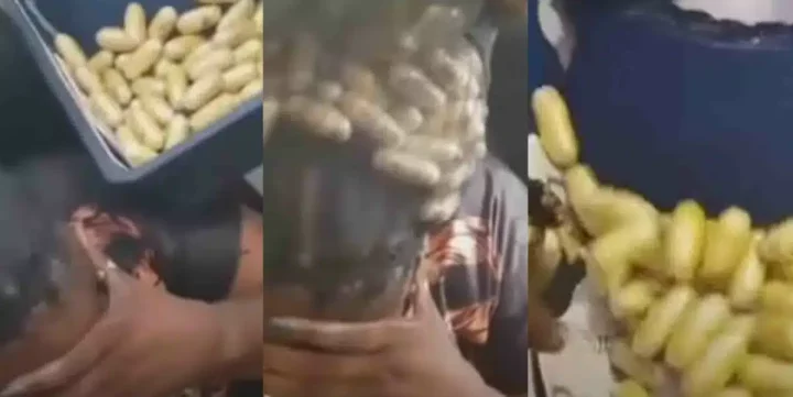 Drama at airport as lady hides drugs under wig (Video)