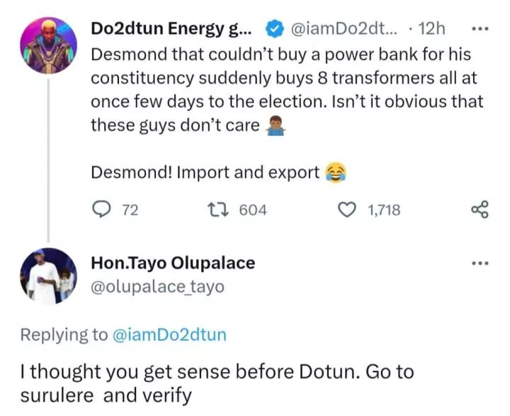 'He did nada for his Surulere' - OAP Dotun slams Desmond Elliot for donating 8 transformers to Surulere few days to election