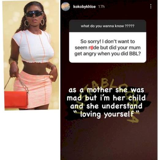 'My mom was mad at me when I did a butt enhancement surgery' - BBNaija's Khloe