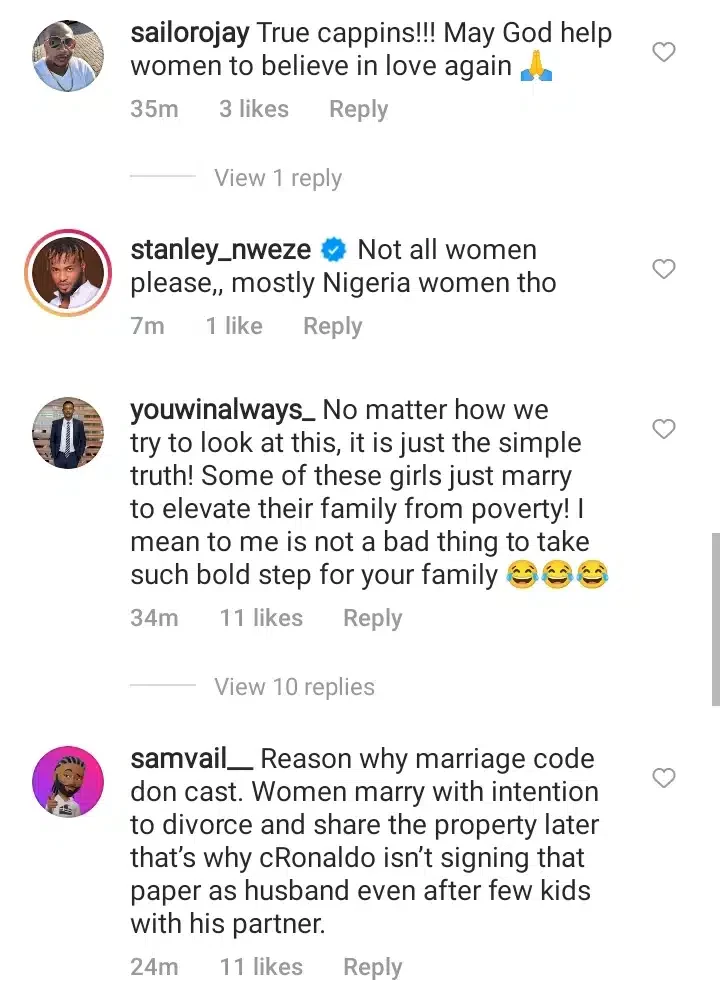 'Only men still marry for love' - Lady claims