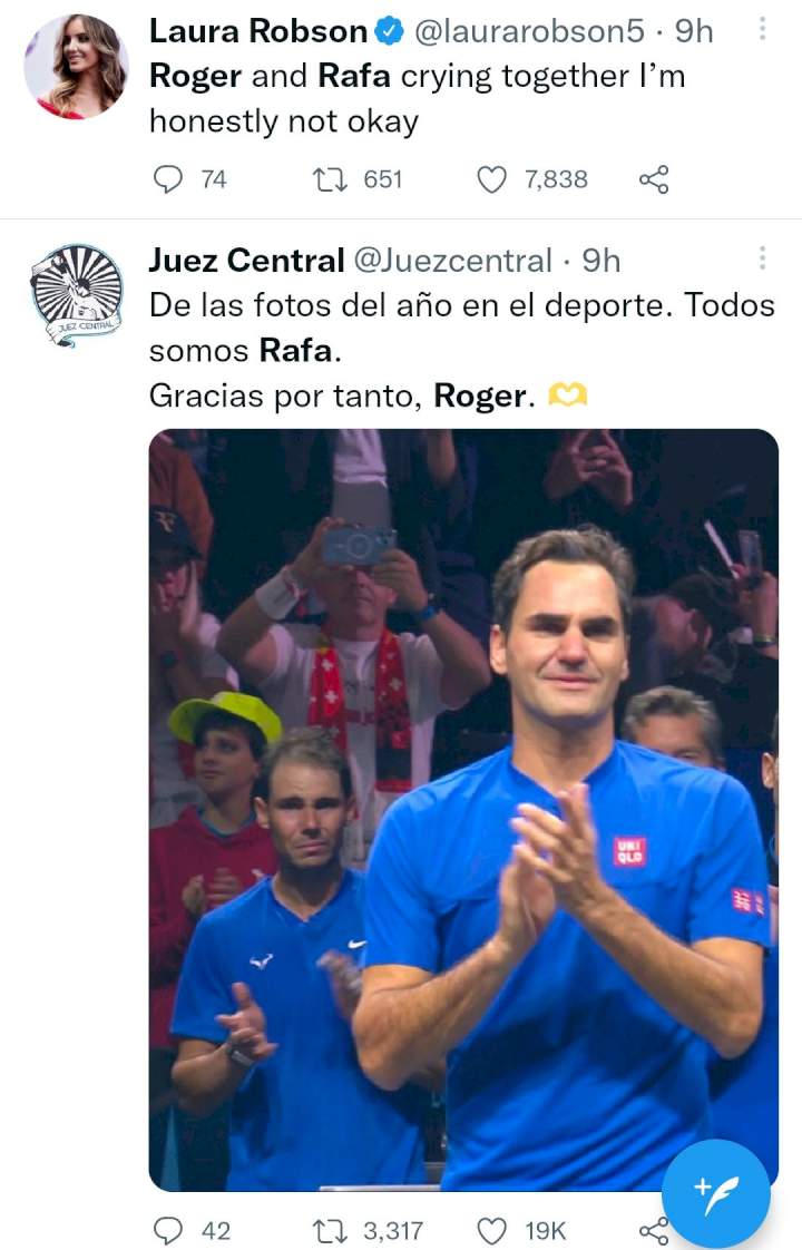 Roger Federer and Rafael Nadal seen crying in emotional clip after Swiss star's final match (video)