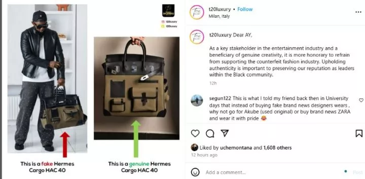 Luxury detective page calls out Ay Makun for flaunting a fake Hermes bag