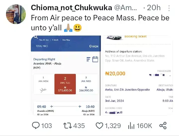 'From Air Peace to Peace Mass' - Lady cuts coat according to her size following 'detty' December