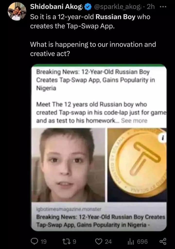 12-year-old Russian boy alleged as founder of TapSwap