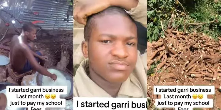 Nigerian man ventures into garri business to pay school fees