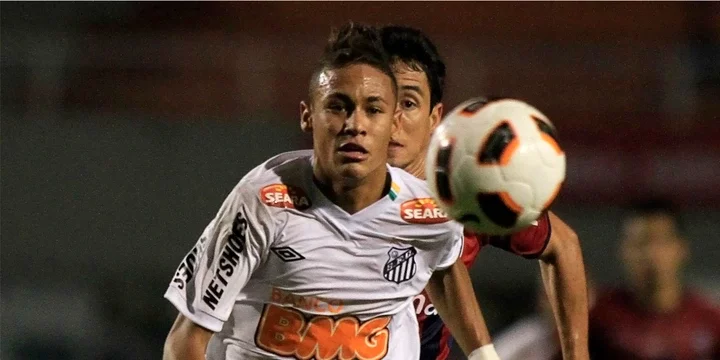 Neymar in action for Santos