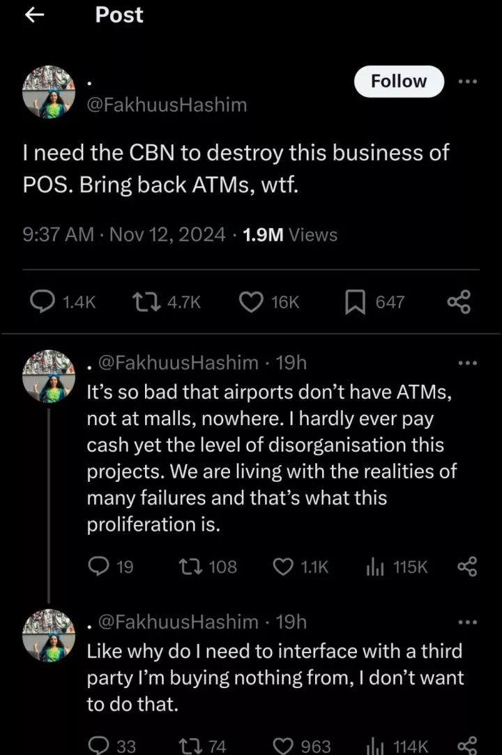 Woman begs CBN to permanently scrap POS businesses